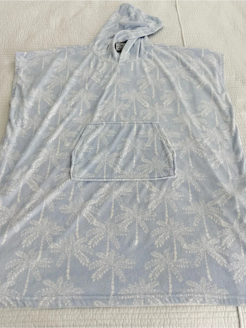 Light Blue Palm-Print Hooded Swim Coverup ~ Throwzy by Mario Lorenz - Picture 5 of 8